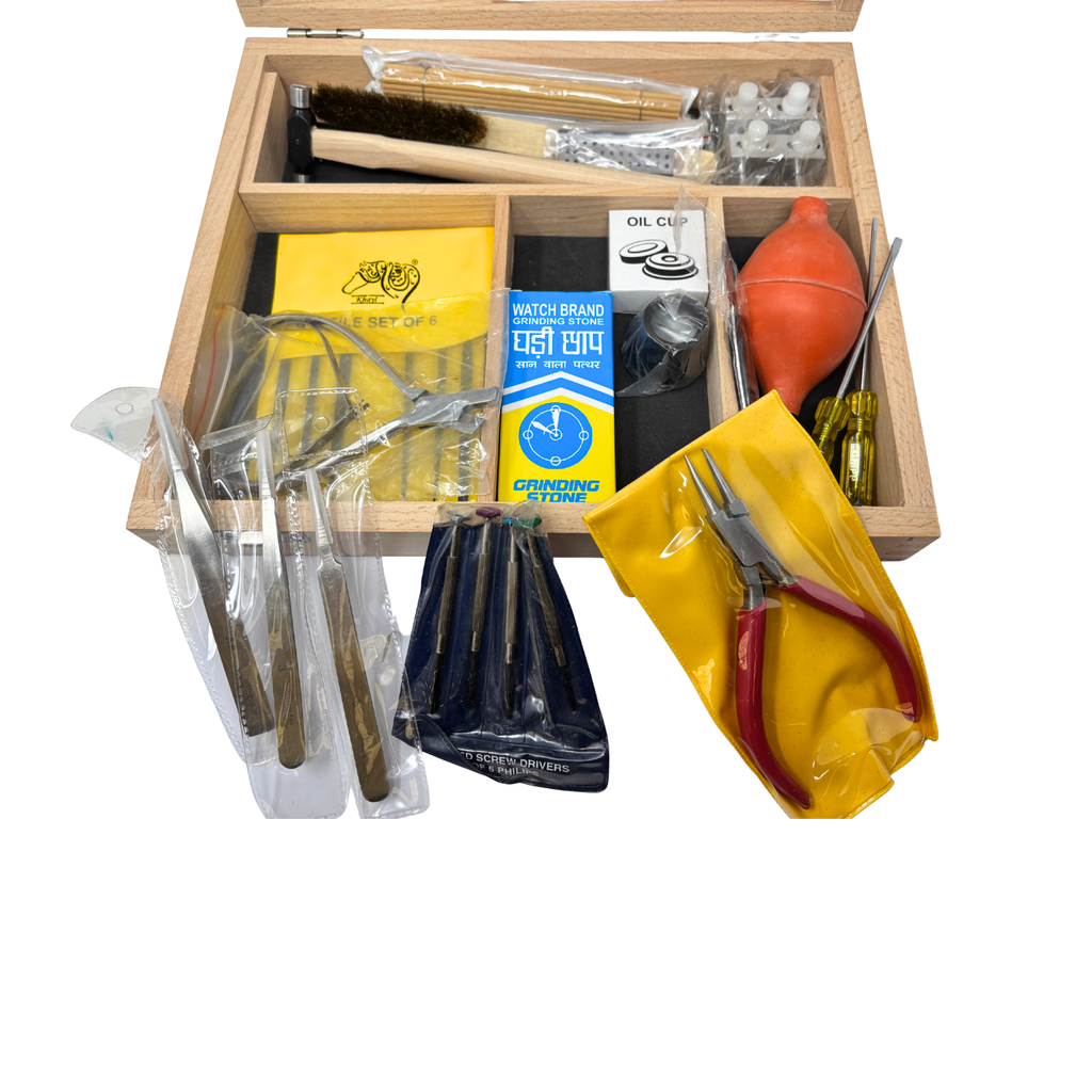 Beginner Watchmaking Tool Kit in Wooden Box