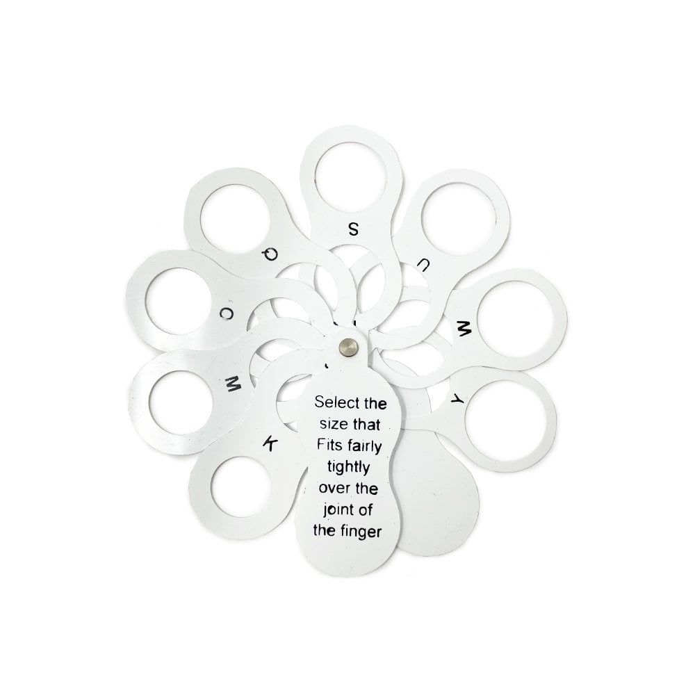 Plastic Fan Ring Gauge, British Sizes J - Y