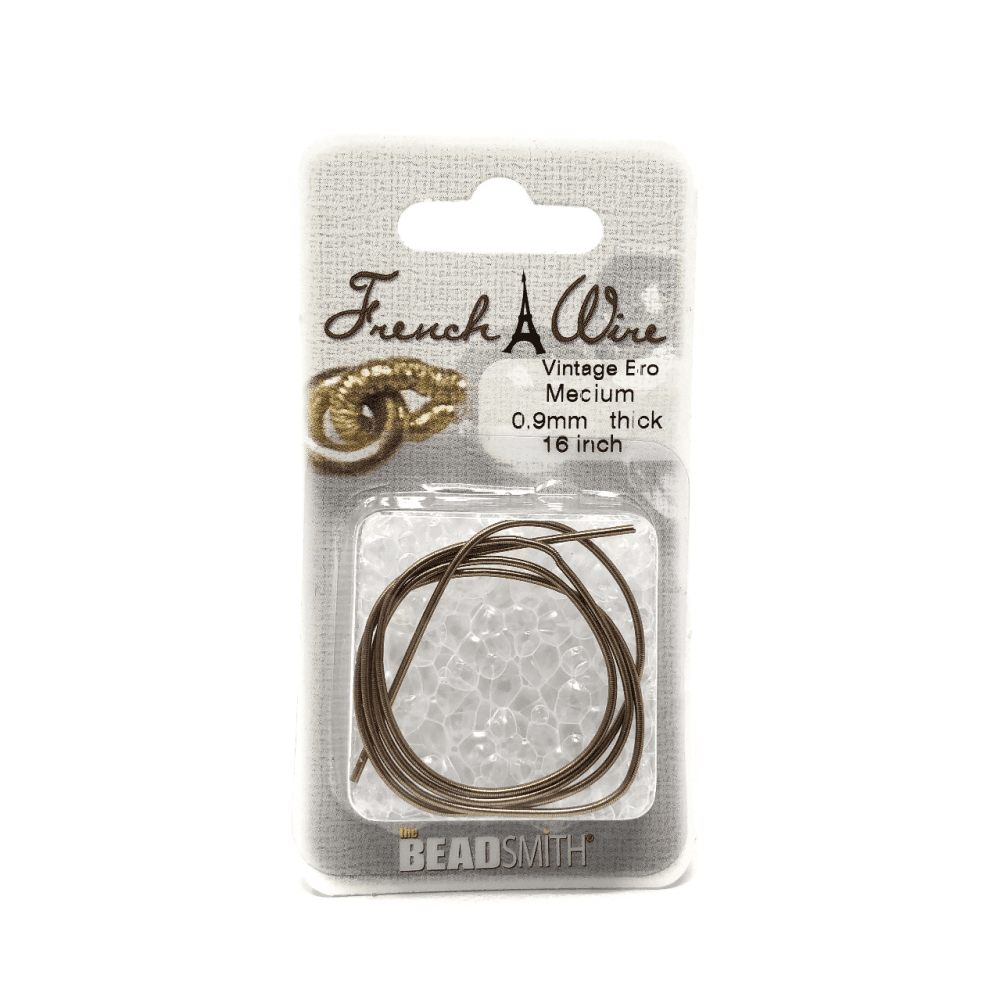 Beadsmith French Wire, Vintage Bronze, Medium 0.9mm x 16in.