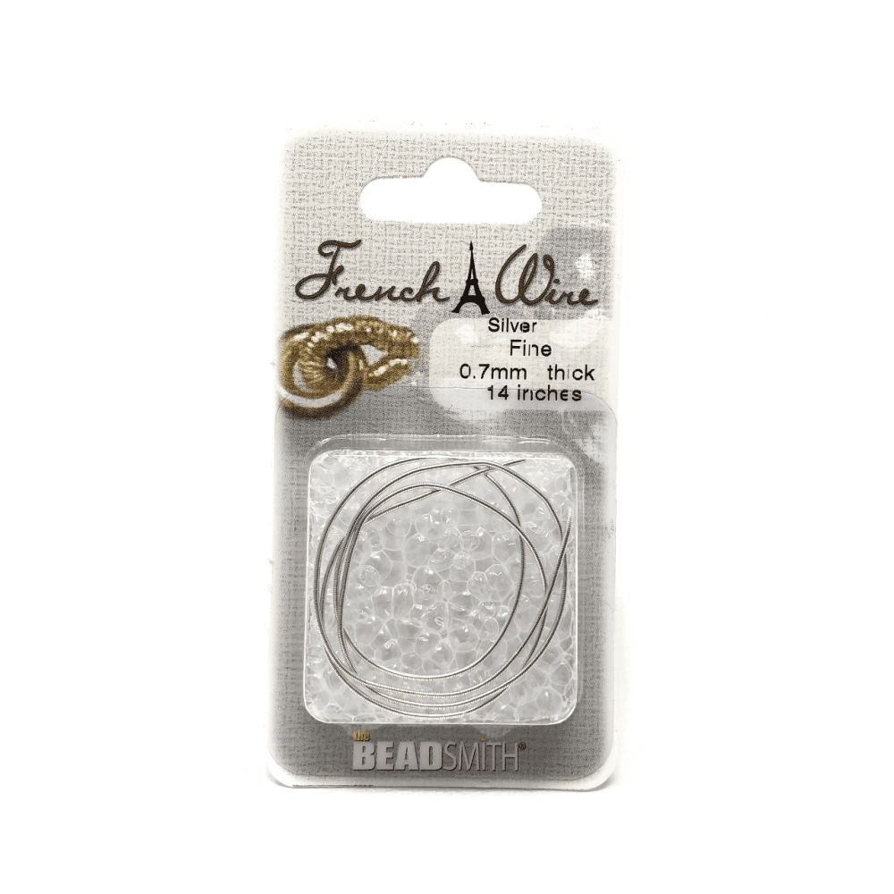 Beadsmith French Wire, Silver, Fine 0.7mm x 14in.