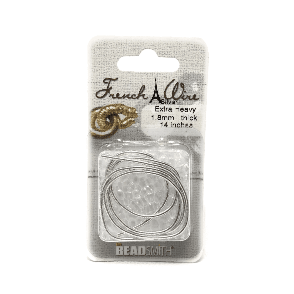 Beadsmith French Wire, Silver, Extra Heavy 1.8mm x 14in.