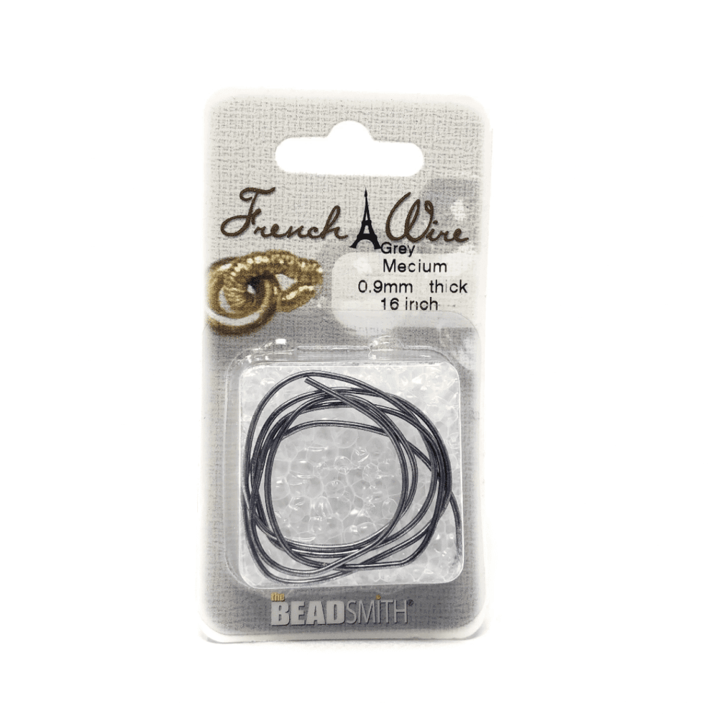 Beadsmith French Wire, Grey, Medium 0.9mm x 16in.