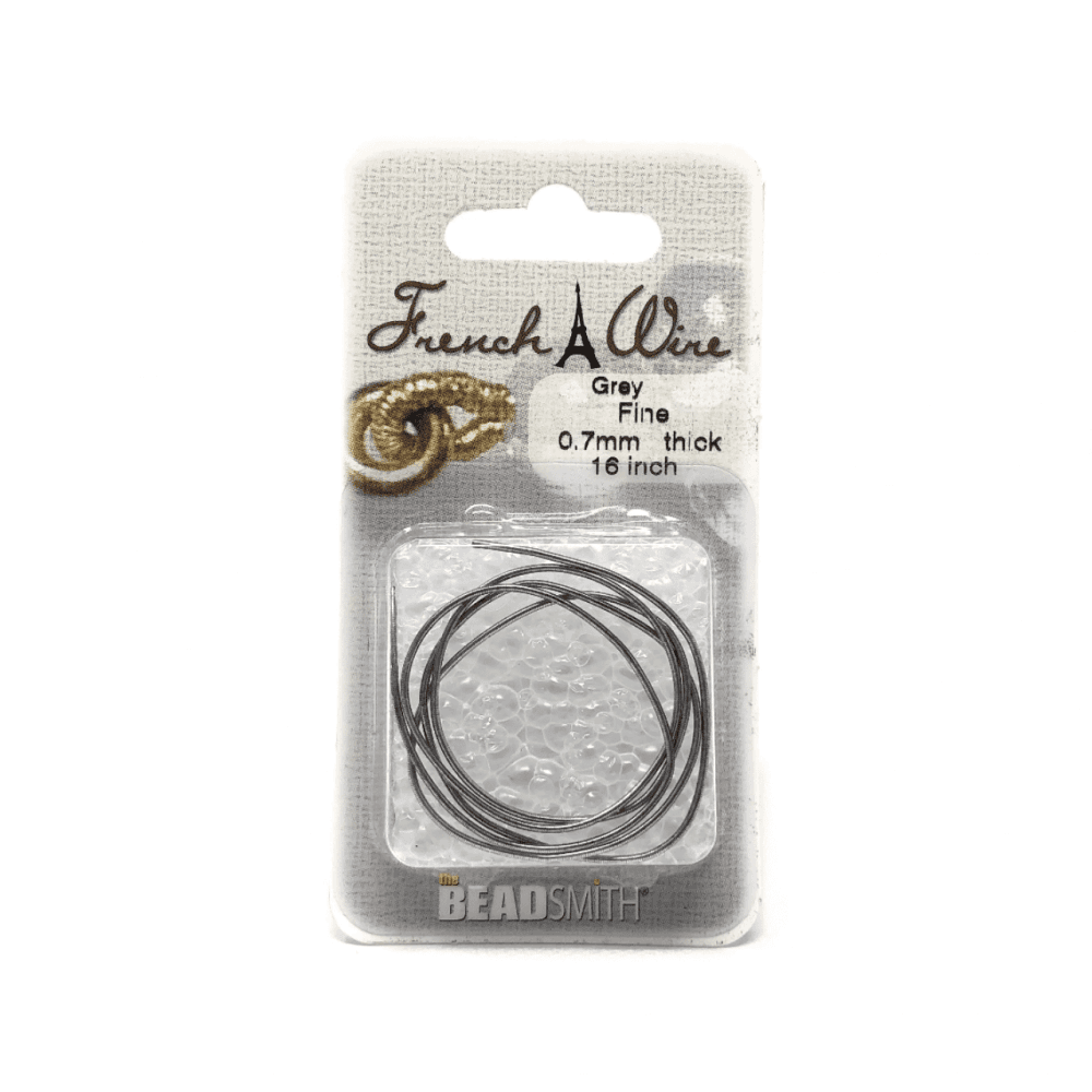 Beadsmith French Wire, Grey, Fine 0.7mm x 16in.
