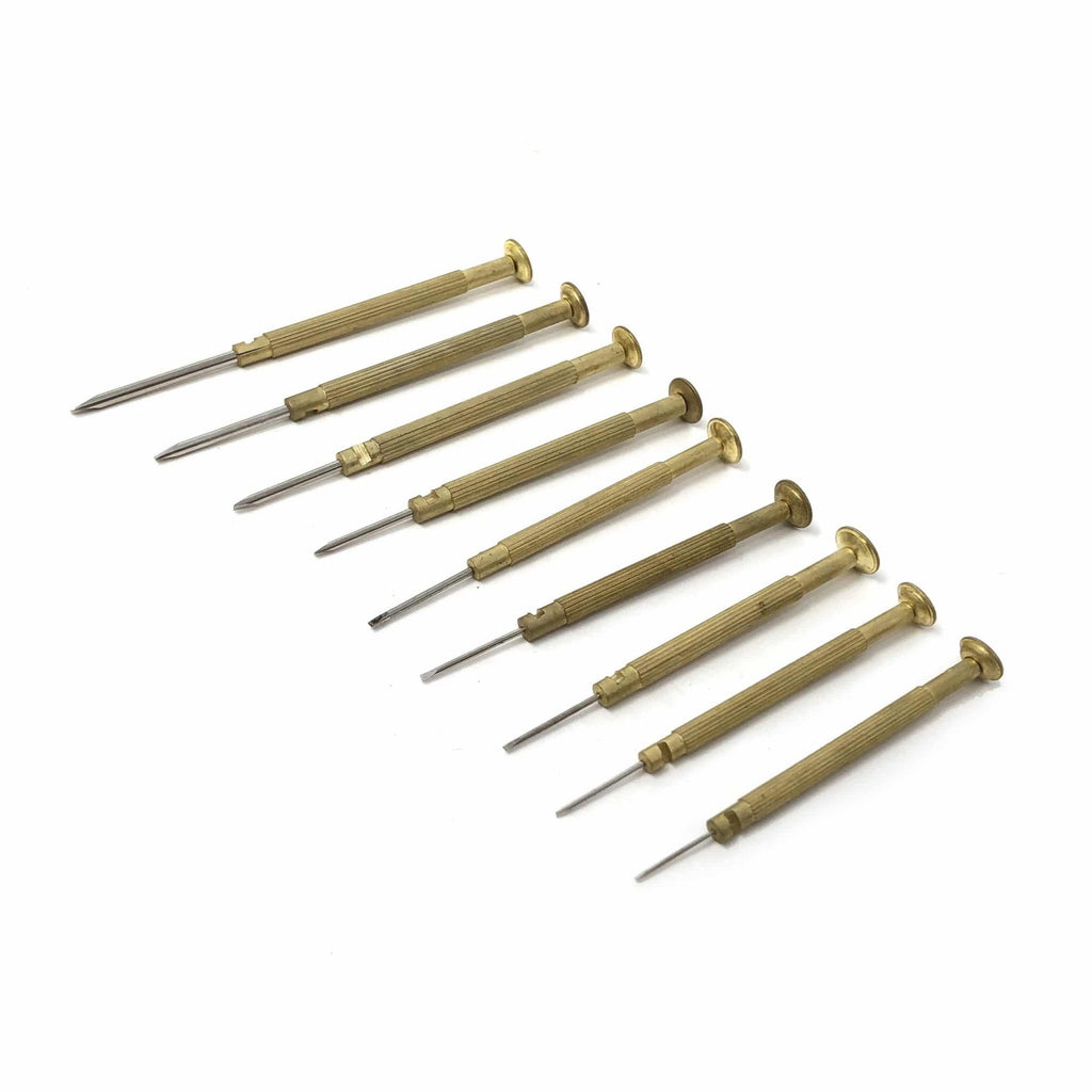 Brass Watchmaker's Screwdriver Set of 9