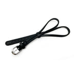 Black Leather Cordette Watch Strap with Stainless Steel Buckle