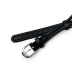 Black Leather Cordette Watch Strap with Stainless Steel Buckle