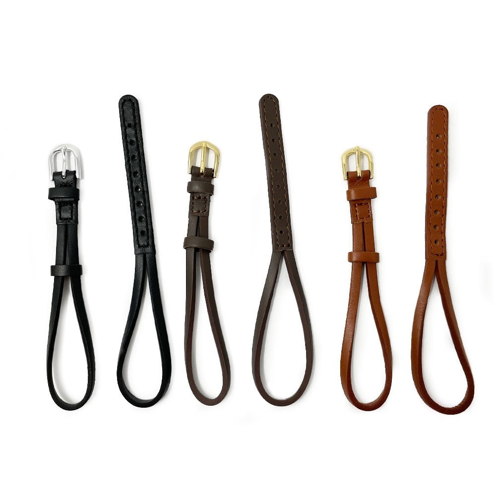 Black Leather Cordette Watch Strap with Stainless Steel Buckle