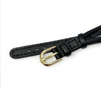 Black Leather Cordette Watch Strap with Gold Plated Buckle
