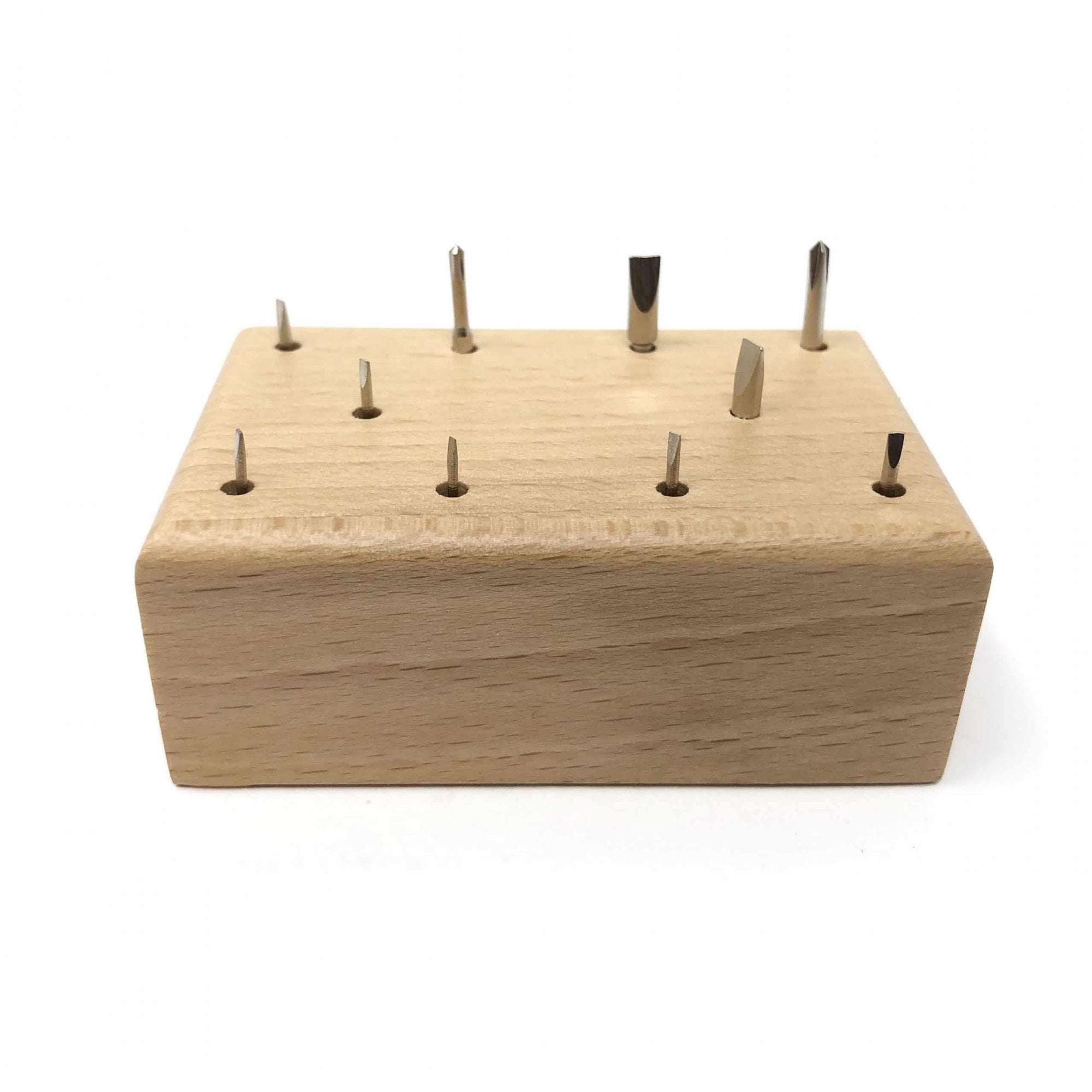 Screwdriver Blades on Wood Stand