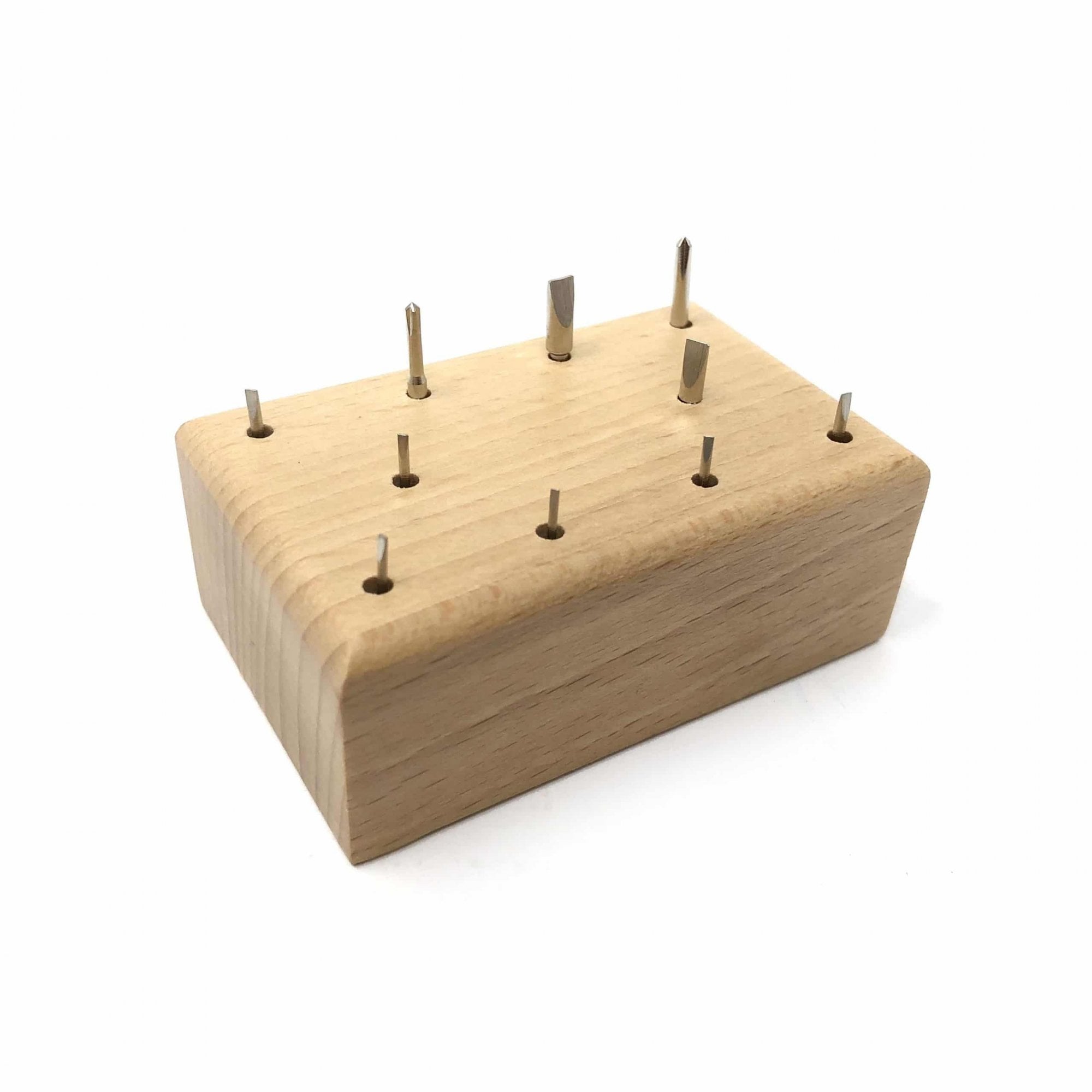 Screwdriver Blades on Wood Stand