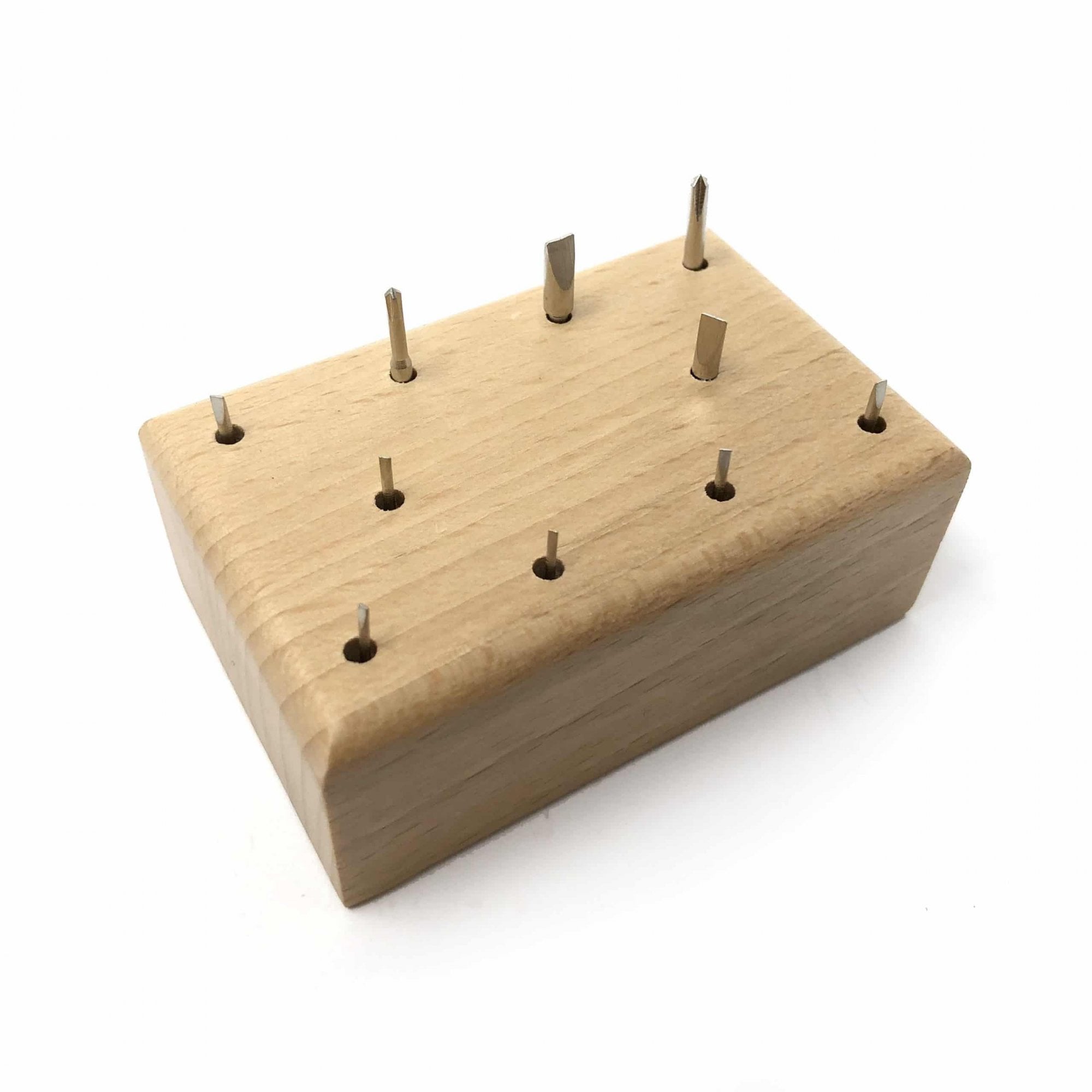 Screwdriver Blades on Wood Stand