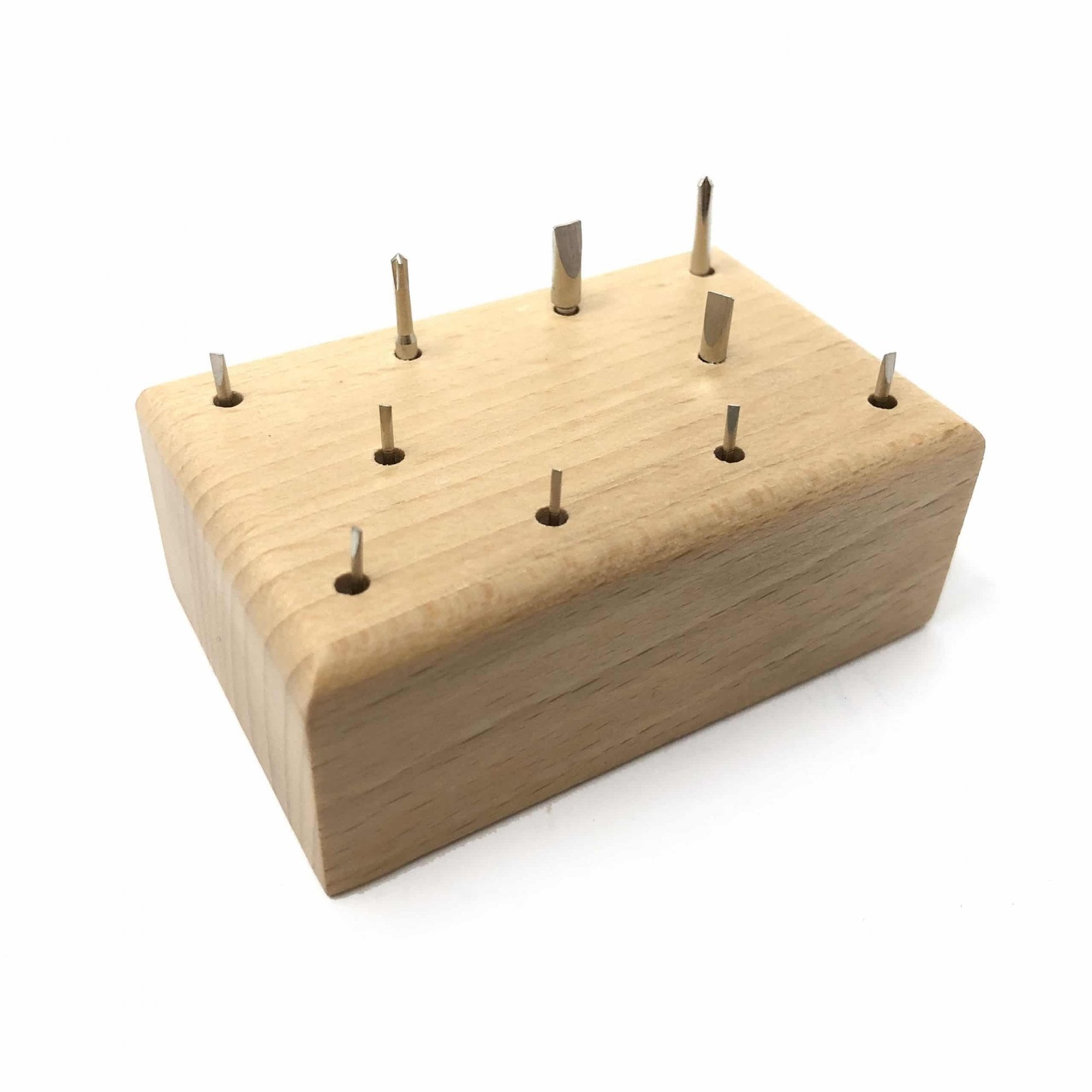 Screwdriver Blades on Wood Stand