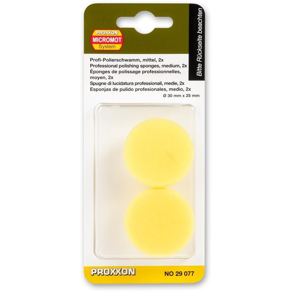 Proxxon Medium Yellow Polishing Sponges (Inc. 2) 29077