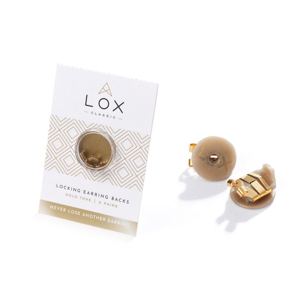LOX Gold Tone Hypo-Allergenic Secure Earring Backs