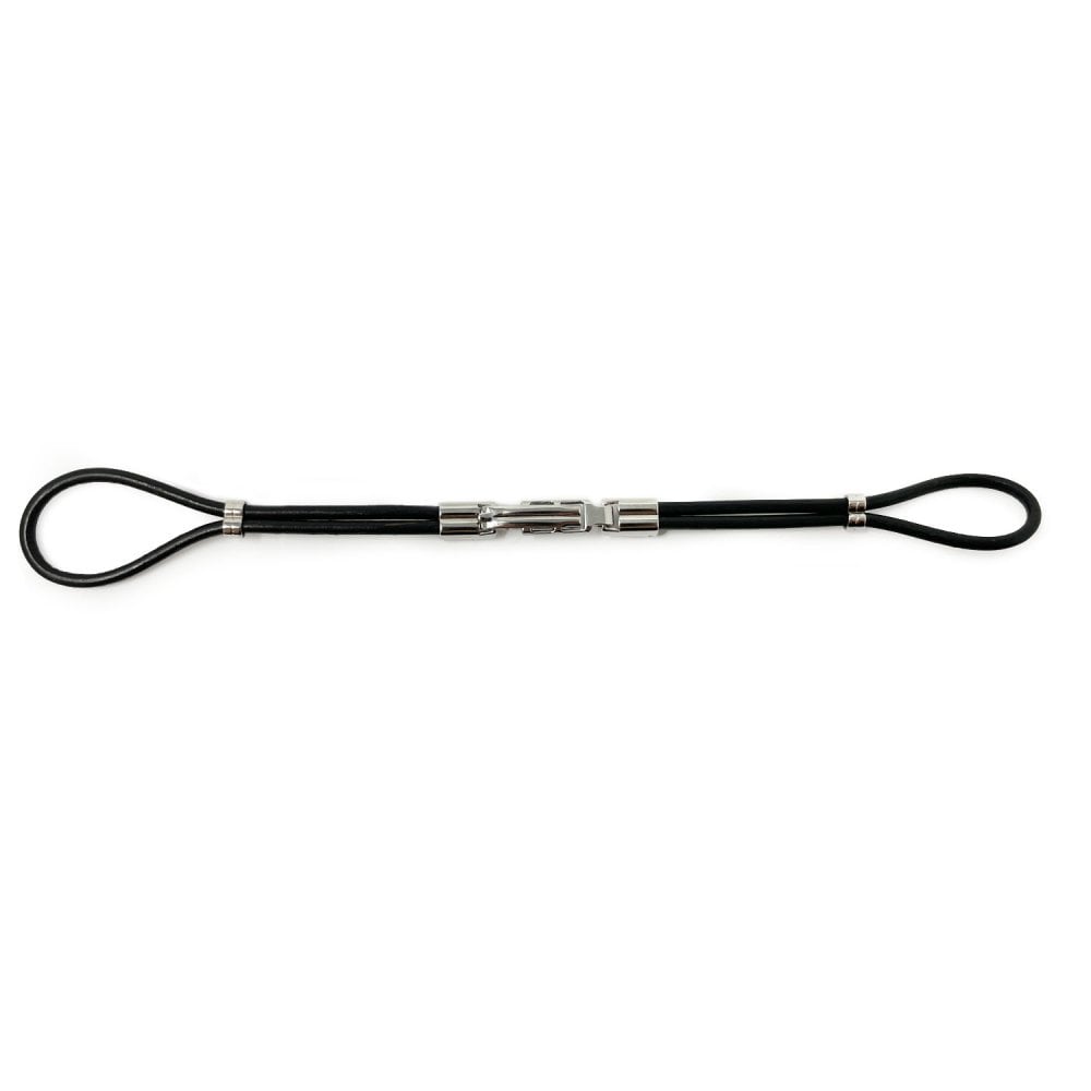 Black Leather Cordette Butterfly Strap with Stainless Steel Buckle
