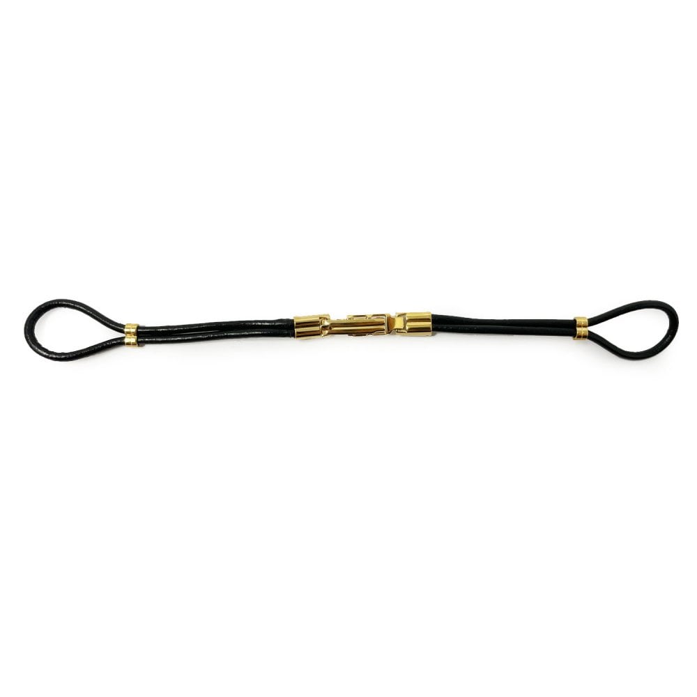 Black Leather Cordette Butterfly Strap with Gold Plated Buckle