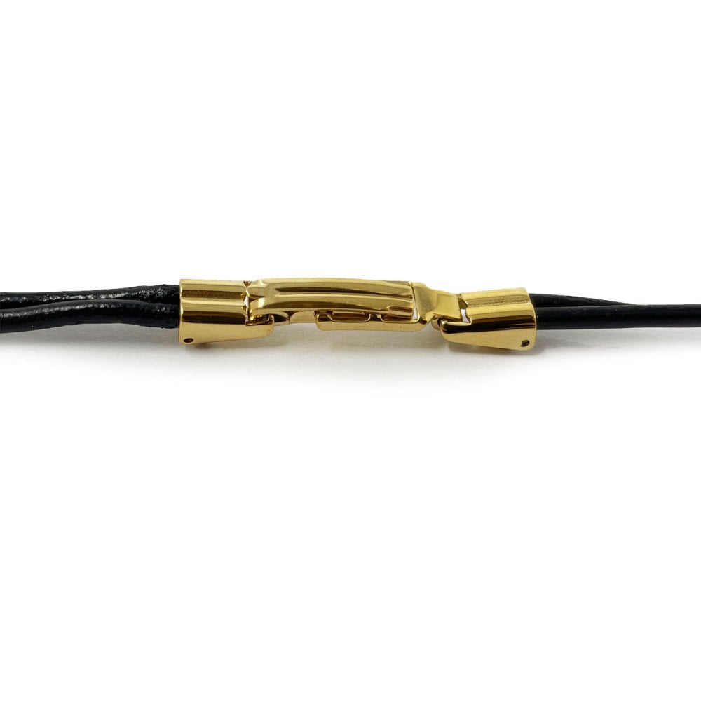 Black Leather Cordette Butterfly Strap with Gold Plated Buckle