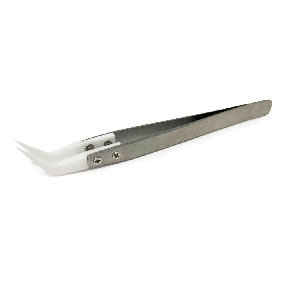 Ceramic Tipped Soldering Tweezers, Curved