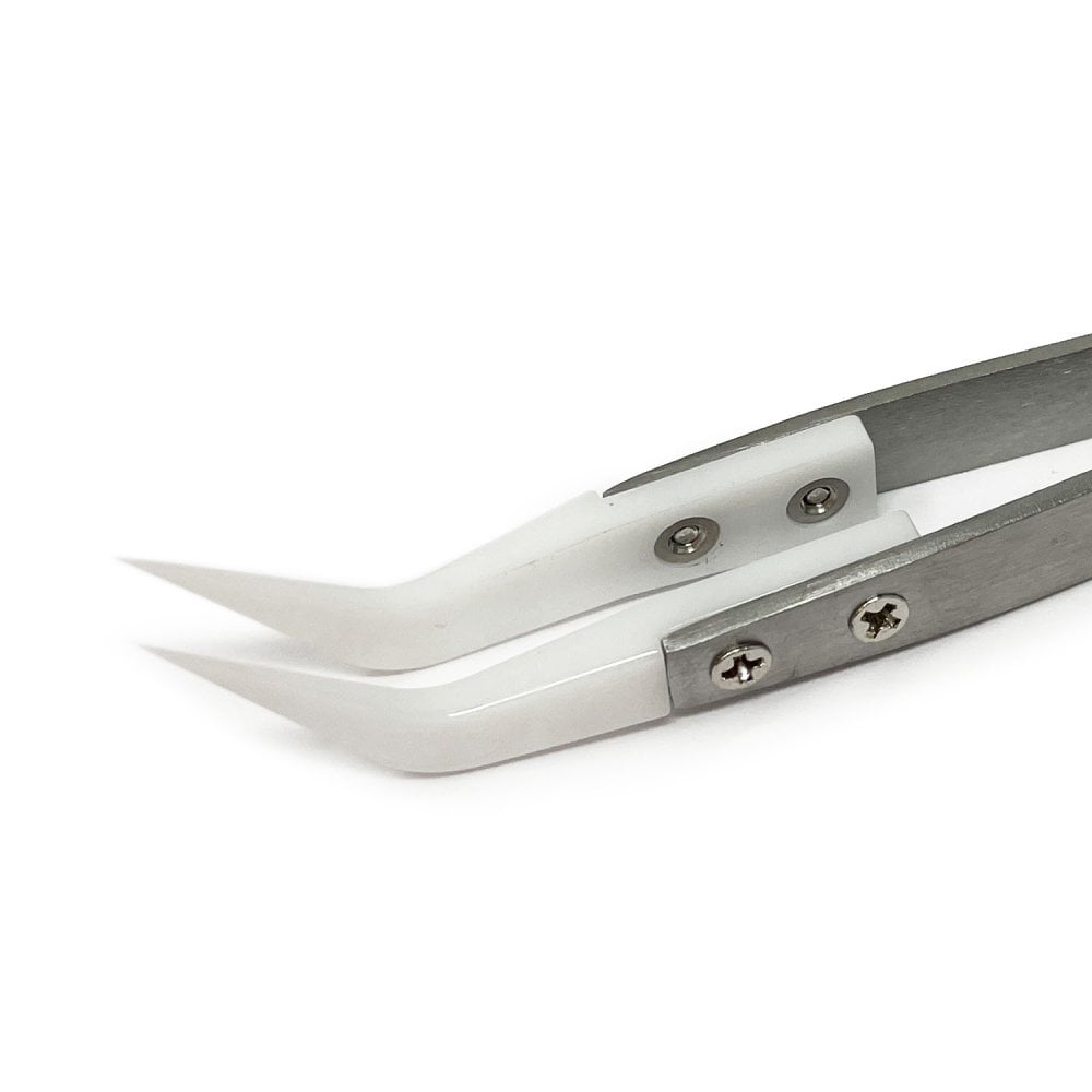 Ceramic Tipped Soldering Tweezers, Curved