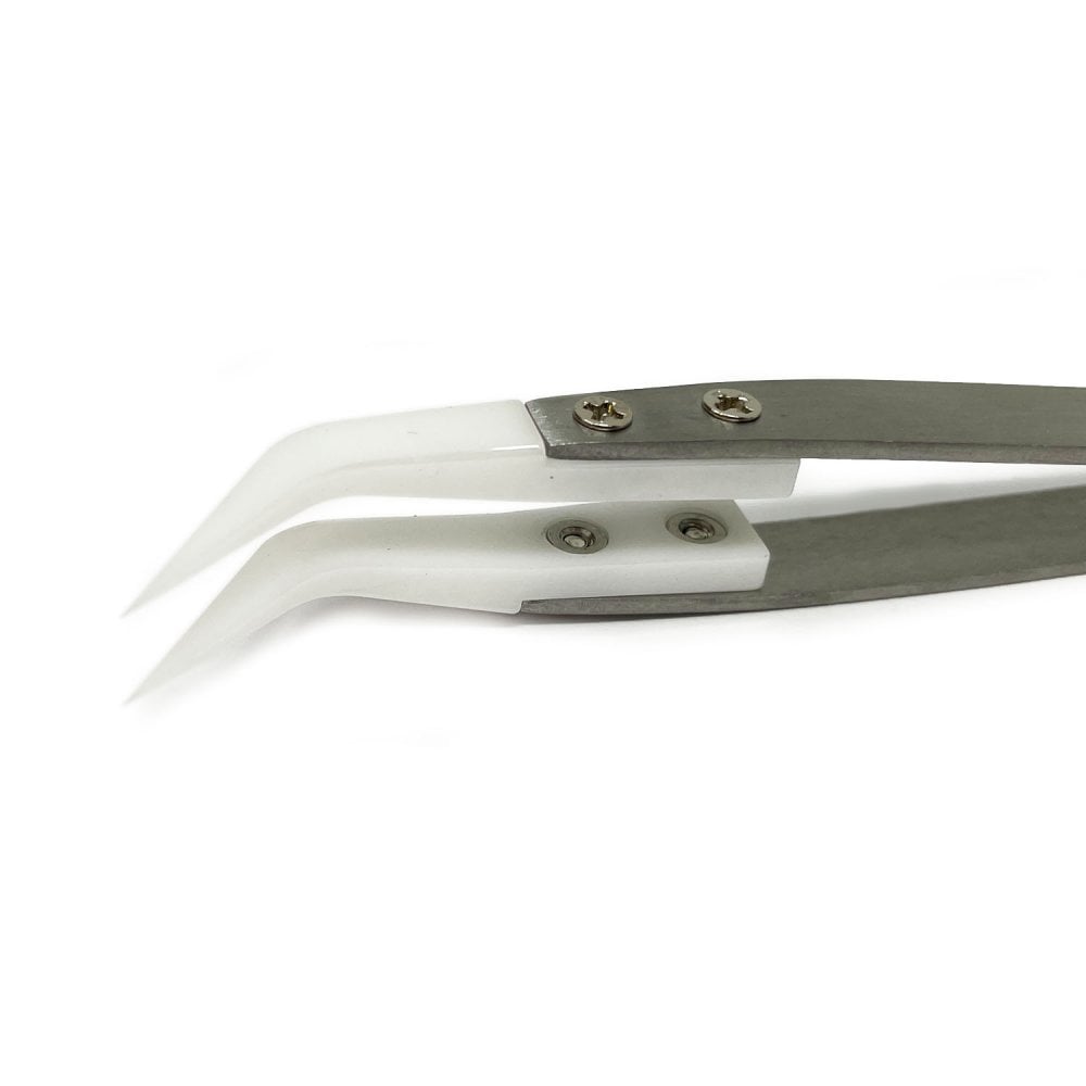 Ceramic Tipped Soldering Tweezers, Curved