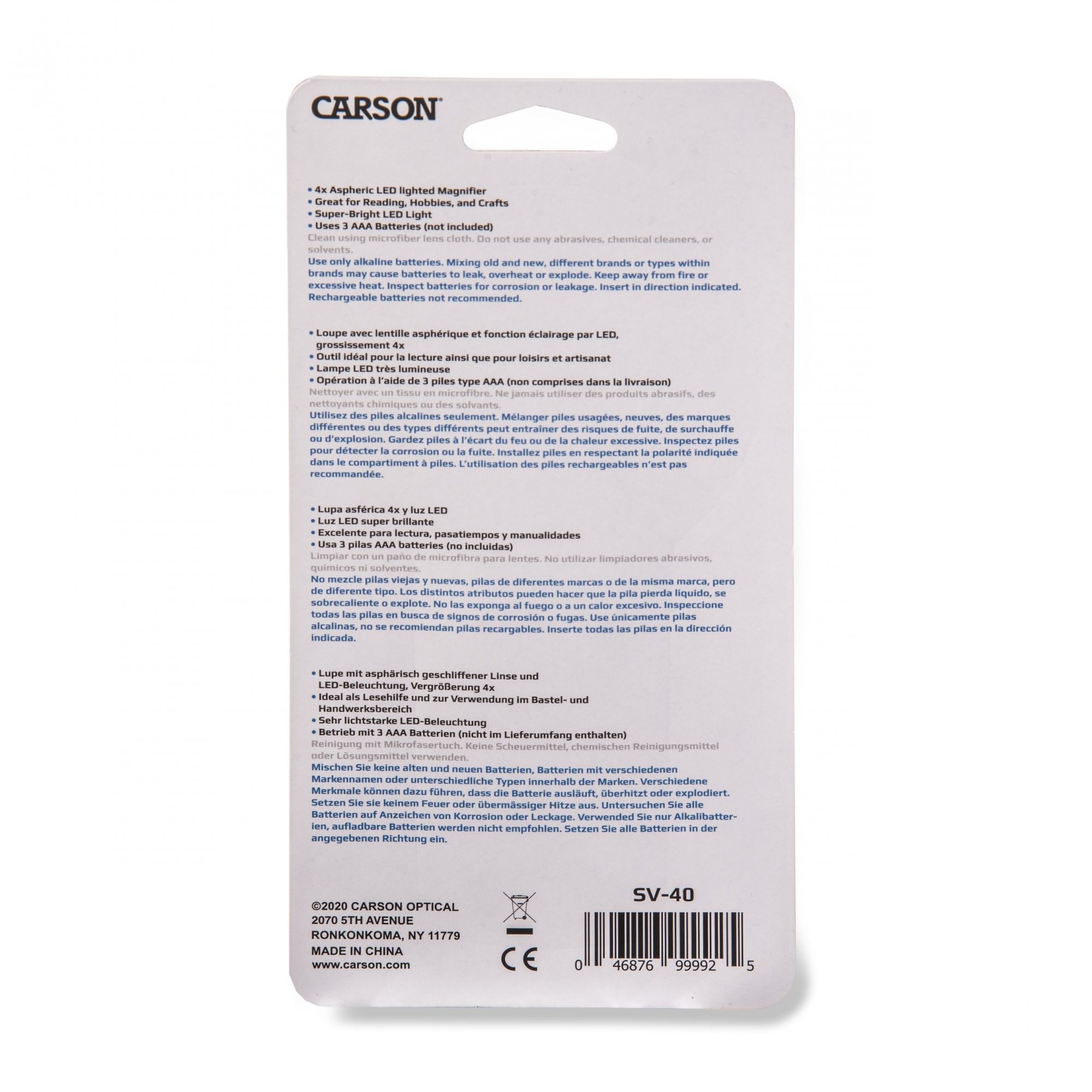 Carson Illuminated Handheld LED 4x Magnifier