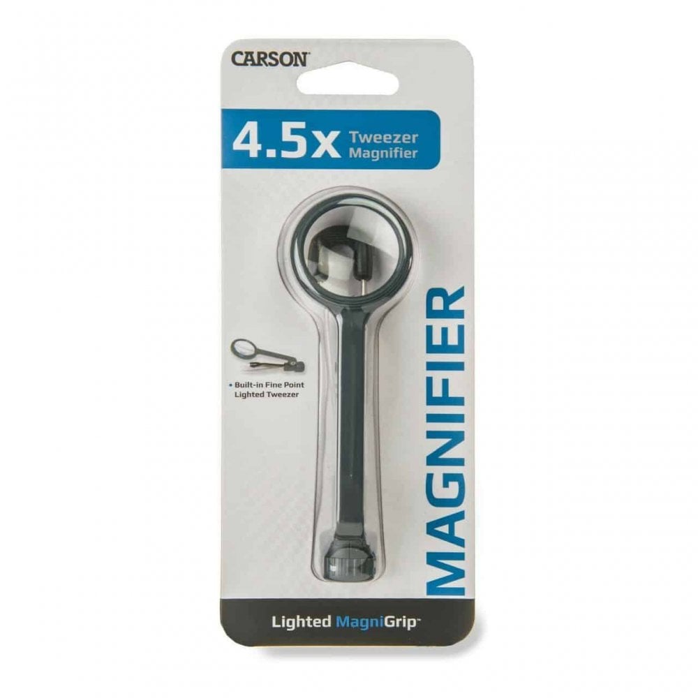 Carson MagniGrip LED 4.5x Magnifier with Tweezers