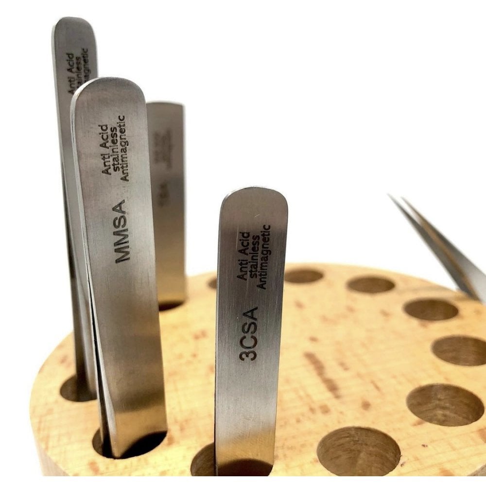 Wooden Round Tweezer Holder