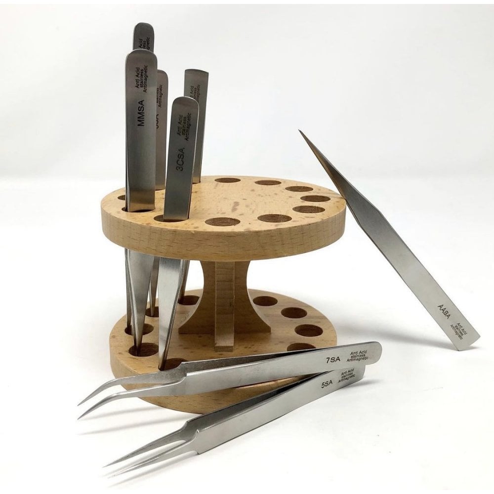 Wooden Round Tweezer Holder
