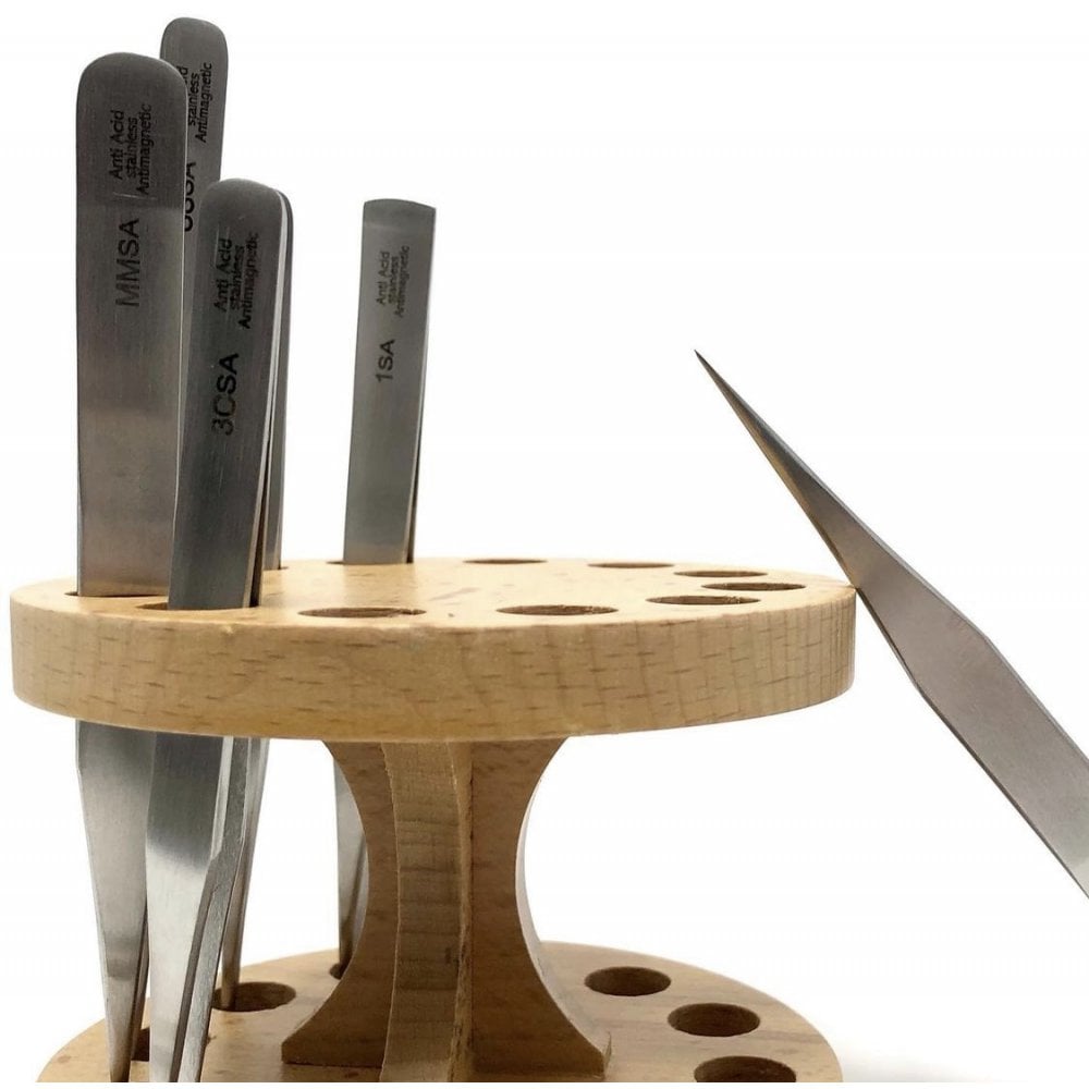 Wooden Round Tweezer Holder