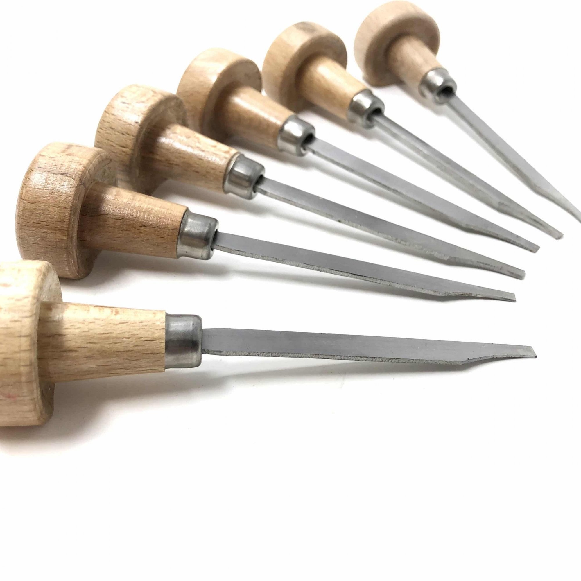 Set of 6 Flat Edge Gravers with Handles