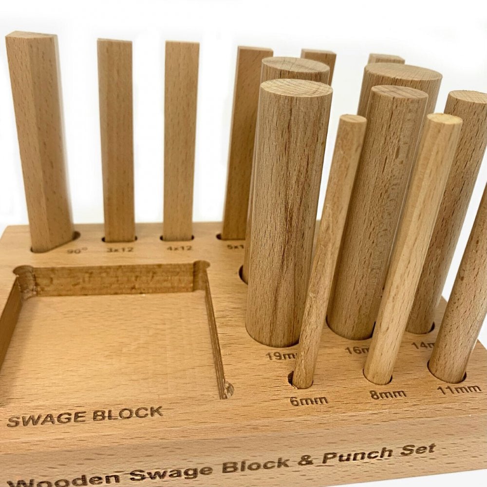 Wooden Swage Block & Punch Set