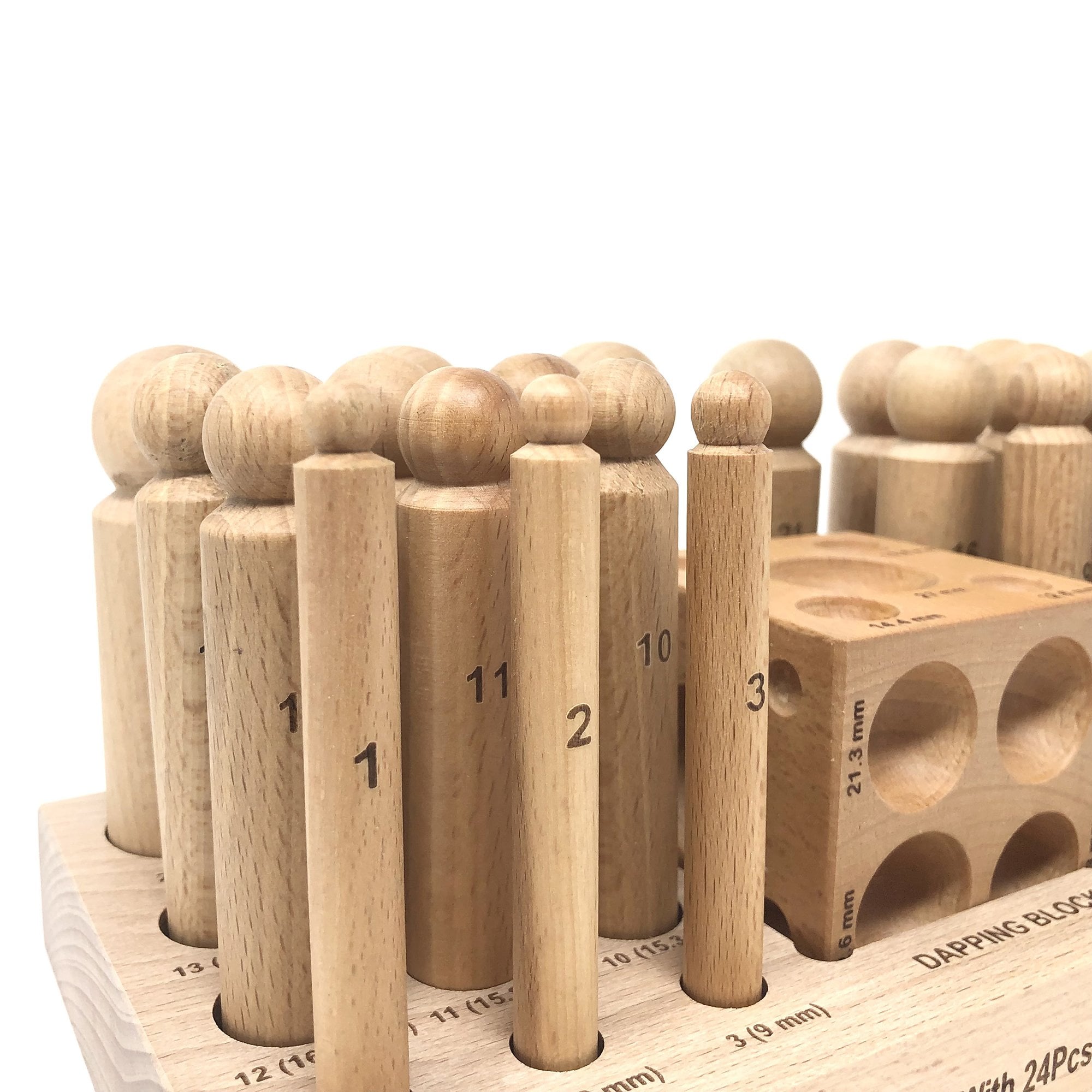 Wooden Dapping Set, 24 Punches & Doming Block