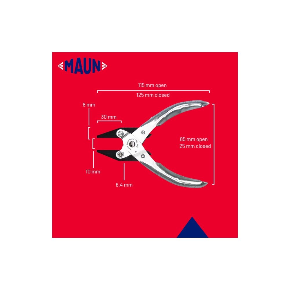 Maun Flat Nose Parallel Pliers 125mm Smooth Jaws