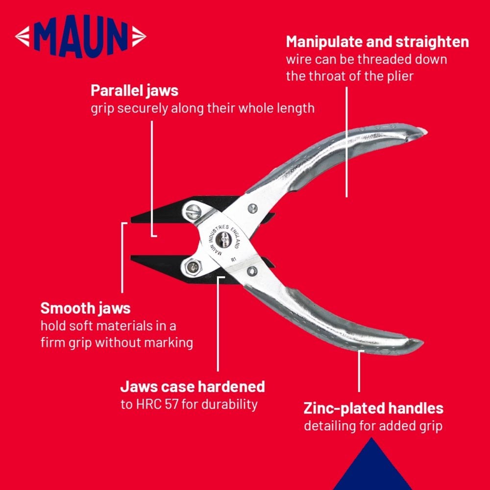 Maun Flat Nose Parallel Pliers 125mm Smooth Jaws