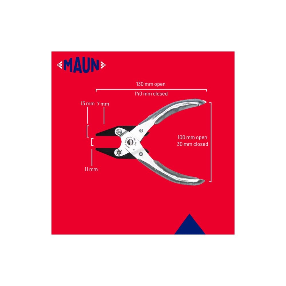 Maun Flat Nose Parallel Pliers 140mm Smooth Jaws