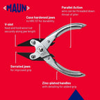 Maun Flat Nose Parallel Pliers 125mm Serrated Jaws