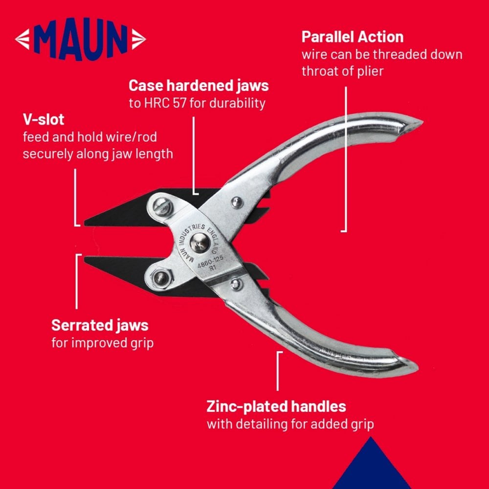 Maun Flat Nose Parallel Pliers 125mm Serrated Jaws