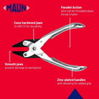 Maun Flat Nose Parallel Pliers 160mm Smooth Jaws