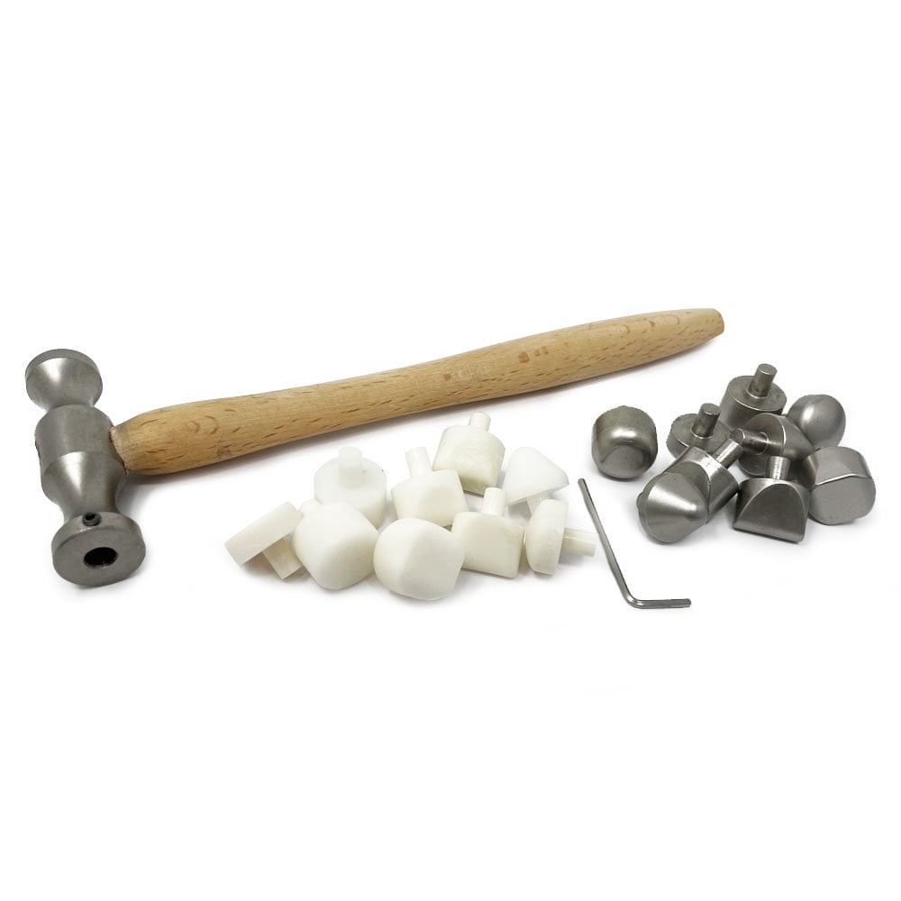 Planishing Hammer with 18 Interchangeable Delrin/Steel Heads