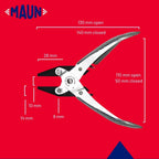 Maun Flat Nose Pliers With Return Spring 140mm Smooth Jaws