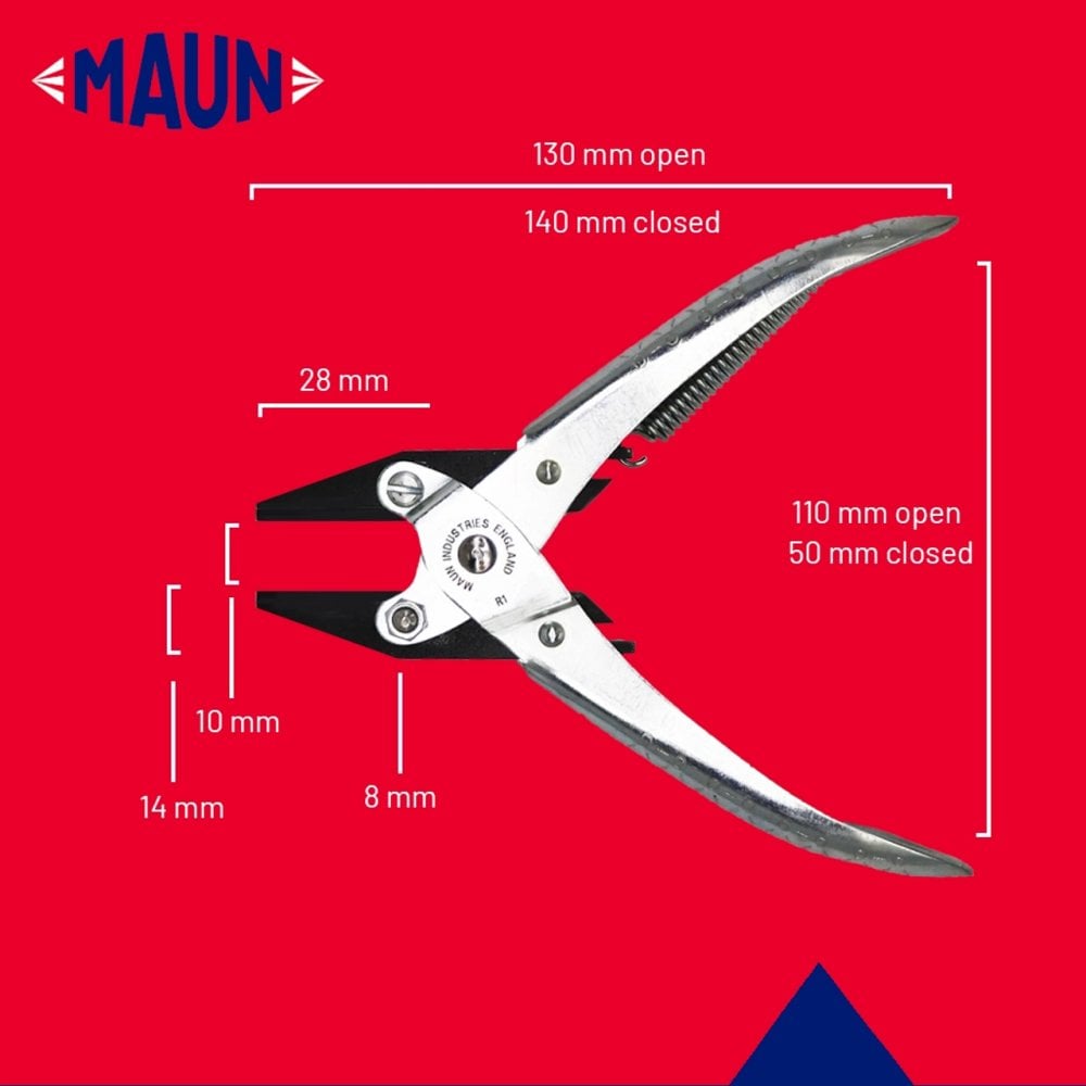 Maun Flat Nose Pliers With Return Spring 140mm Smooth Jaws