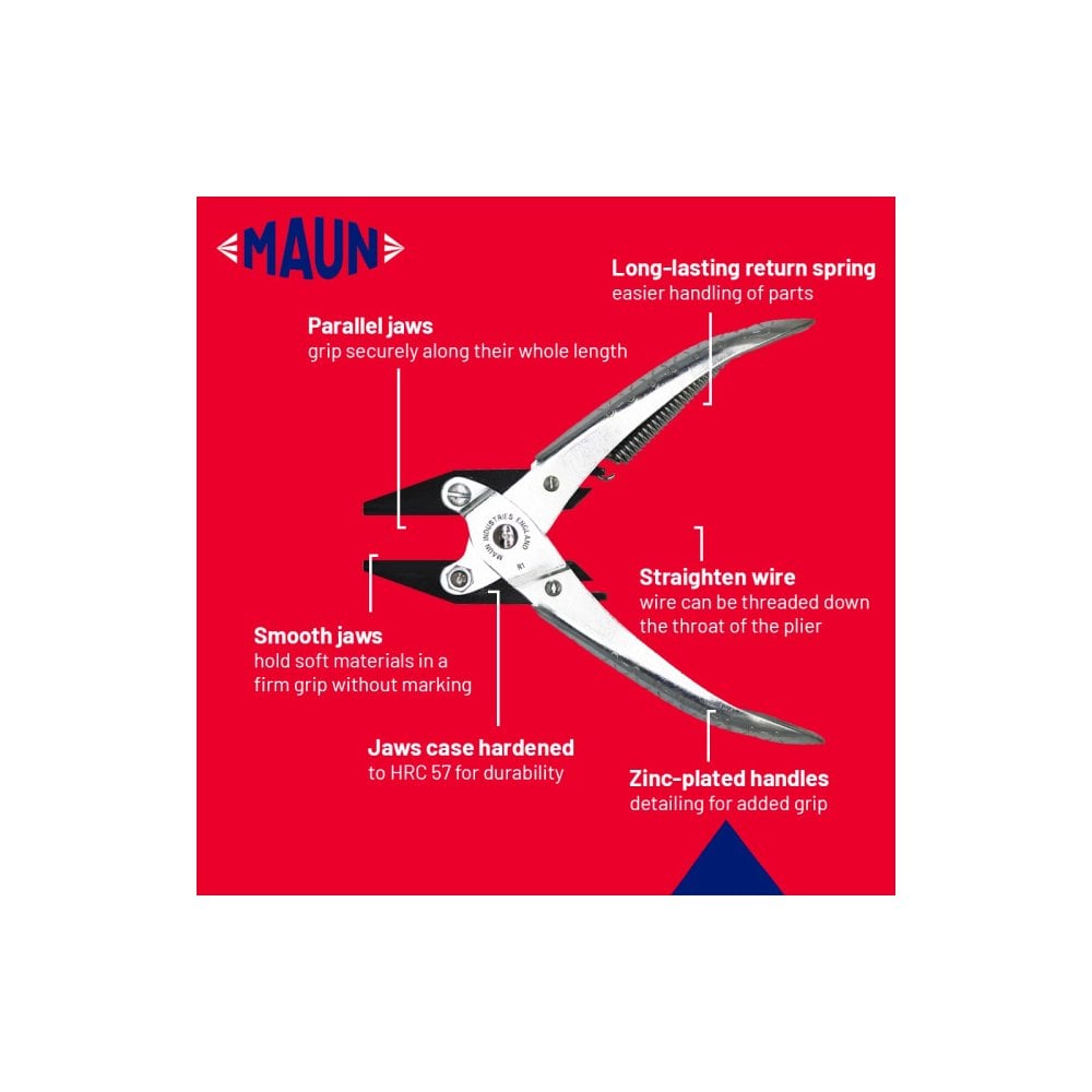 Maun Flat Nose Pliers With Return Spring 140mm Smooth Jaws