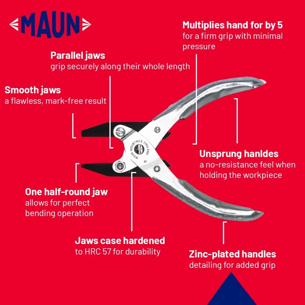 Maun Half Round and Flat Jaws Parallel Plier 140mm