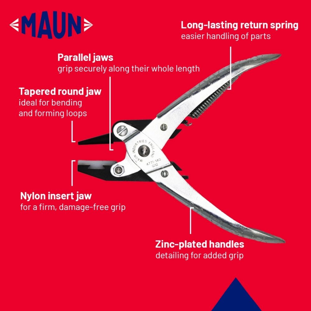 Maun Round & Flat Nylon Jaws Plier With Return Spring 140mm
