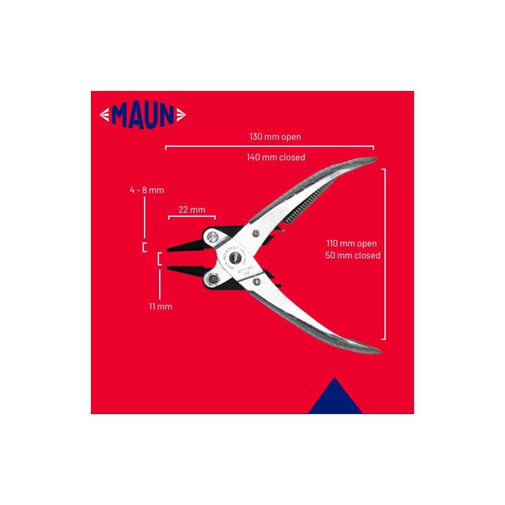 Maun Round Jaws 1 1/2 " Parallel Plier With Return Spring 140mm