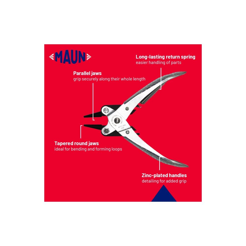 Maun Round Jaws 1 1/2 " Parallel Plier With Return Spring 140mm