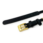 Black Leather Cordette Watch Strap with Gold Plated Buckle & Ring