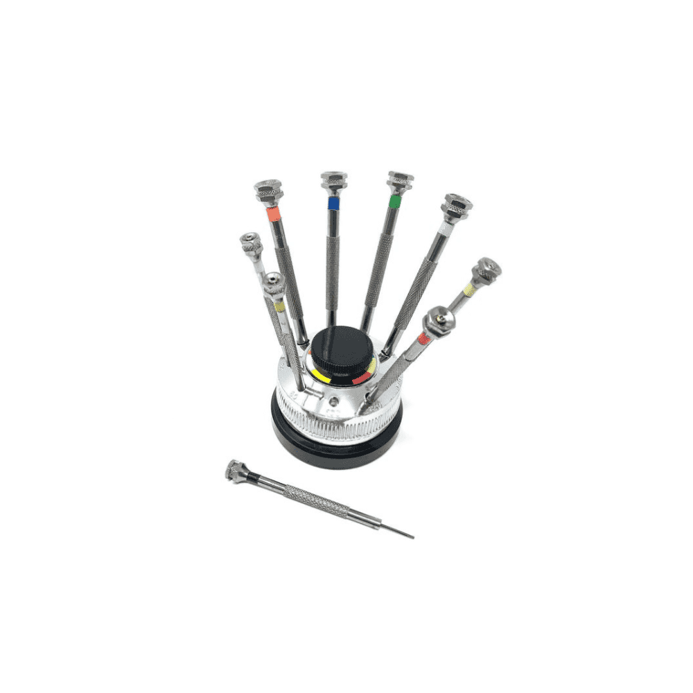 Set of 9 Watchmaker's Screwdrivers with Swivel Base