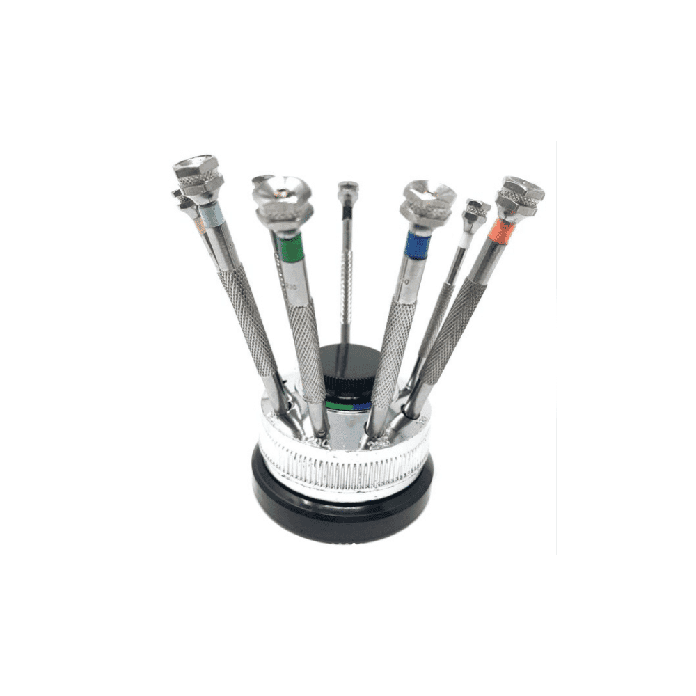 Set of 9 Watchmaker's Screwdrivers with Swivel Base