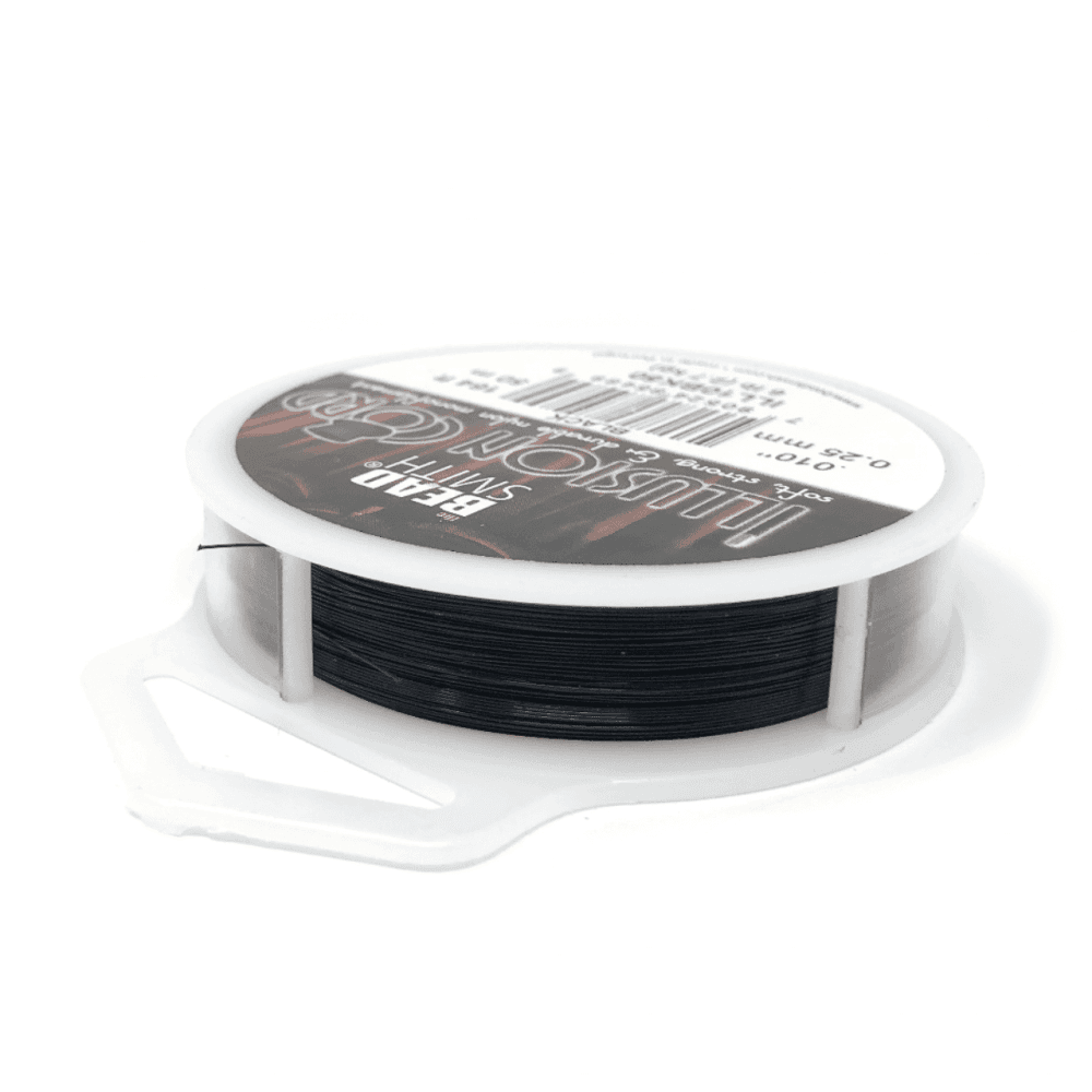 Beadsmith Illusion Cord, Black, 0.25mm (0.010in) x 50m
